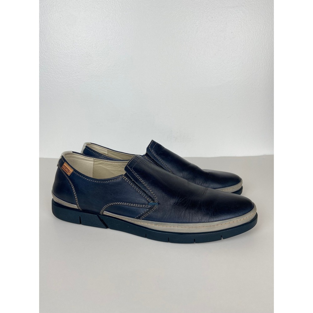 Pikolinos Palamos Men' Leather Slip On Loafers 43 US 10 Navy Blue Comfort Casual